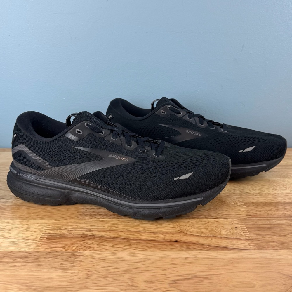 Brooks Ghost 15 Mens 12 Black Extra Wide 4E Athletic Running Shoes Sneakers